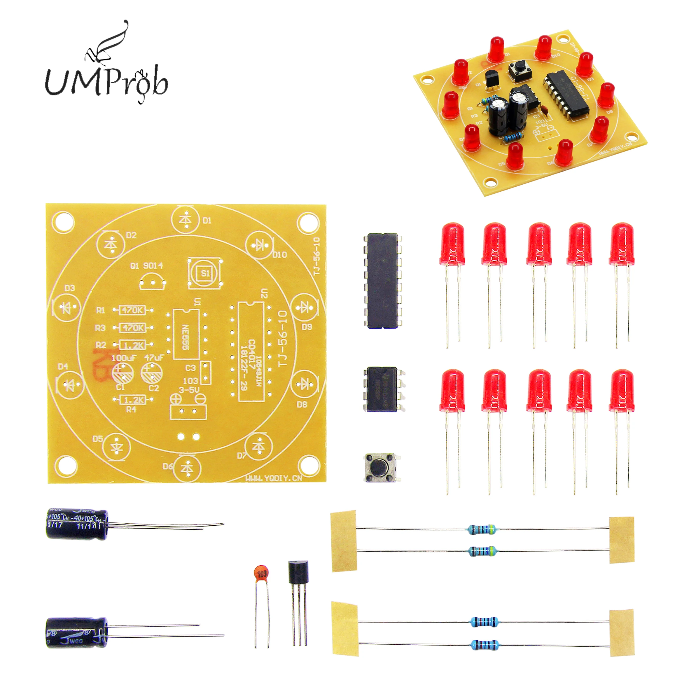 Round Lucky Rotary Kit  CD4017 NE555 Interesting DIY Kit Electronic Production For Learning Kit