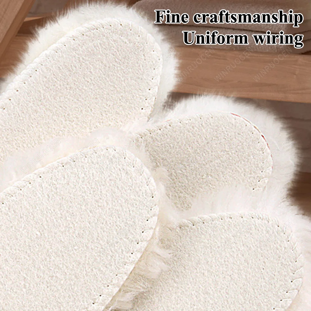 Winter Real Fur Thick Insole Sheepskin Warm Made Natural Men Women  Soft Cashmere Snow Boots Shoe Pad Unisex Insert