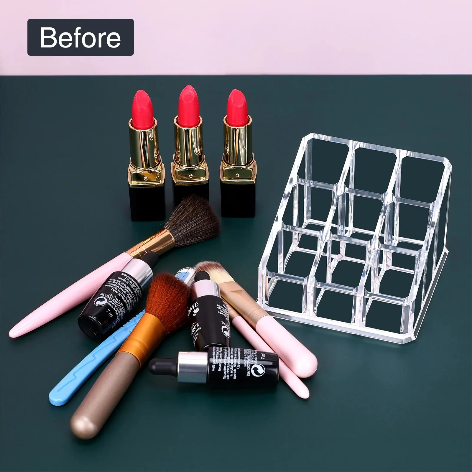 1PC 9-grid Lipstick Storage Box Desktop Transparent Lip Gloss Storage Box Display Rack Minimalist Lipstick Rack