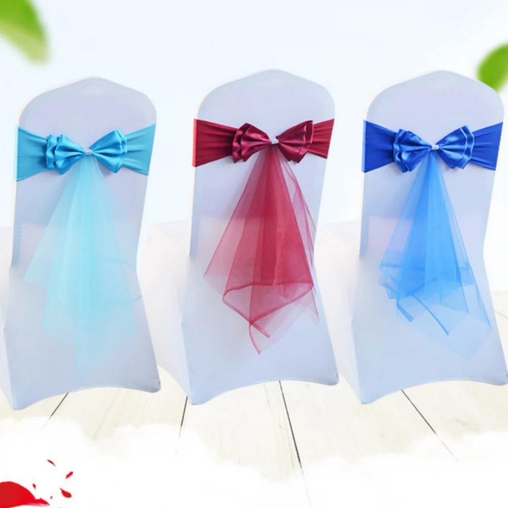 

Элегантные банты-бабочки из органзы с возможностью индивидуальной настройки, ленты-шарфы для декора стульев, украшения для свадебных мероприятий