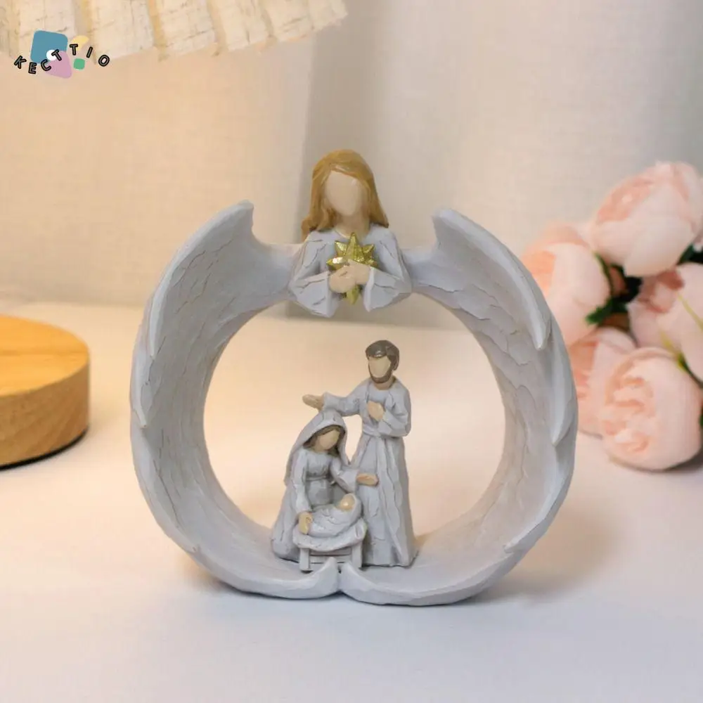 

Easy to Use Crafts Angel Religious Ornaments Cartoon Cute Angel Family Sculpture Handicraft Resin Angel Ornament Desk