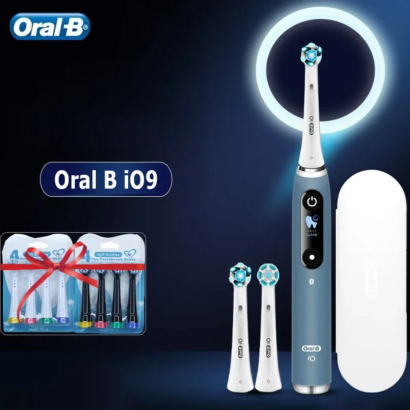 Oral B IO9 สมาร์ทแปรงสีฟันไฟฟ้าพร้อมหัวแปรงพิเศษ 7 โหมดจับเวลา IO Micro-Vibrating Tech บลูทูธ AI ติดตาม Oral Care ยาสีฟันสูตรเกลือผสมฟลูออไรด์ผสานพลังสมุนไพรฟันขาวสะอาดลดกลิ่นปาก