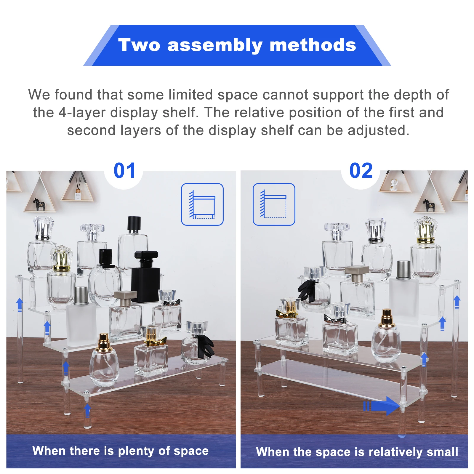 Clear Acrylic Display Stand For Anime Figures Cupcake Shelf Organizer Desserts Holder Jewels Display Risers Stand Perfume Stand