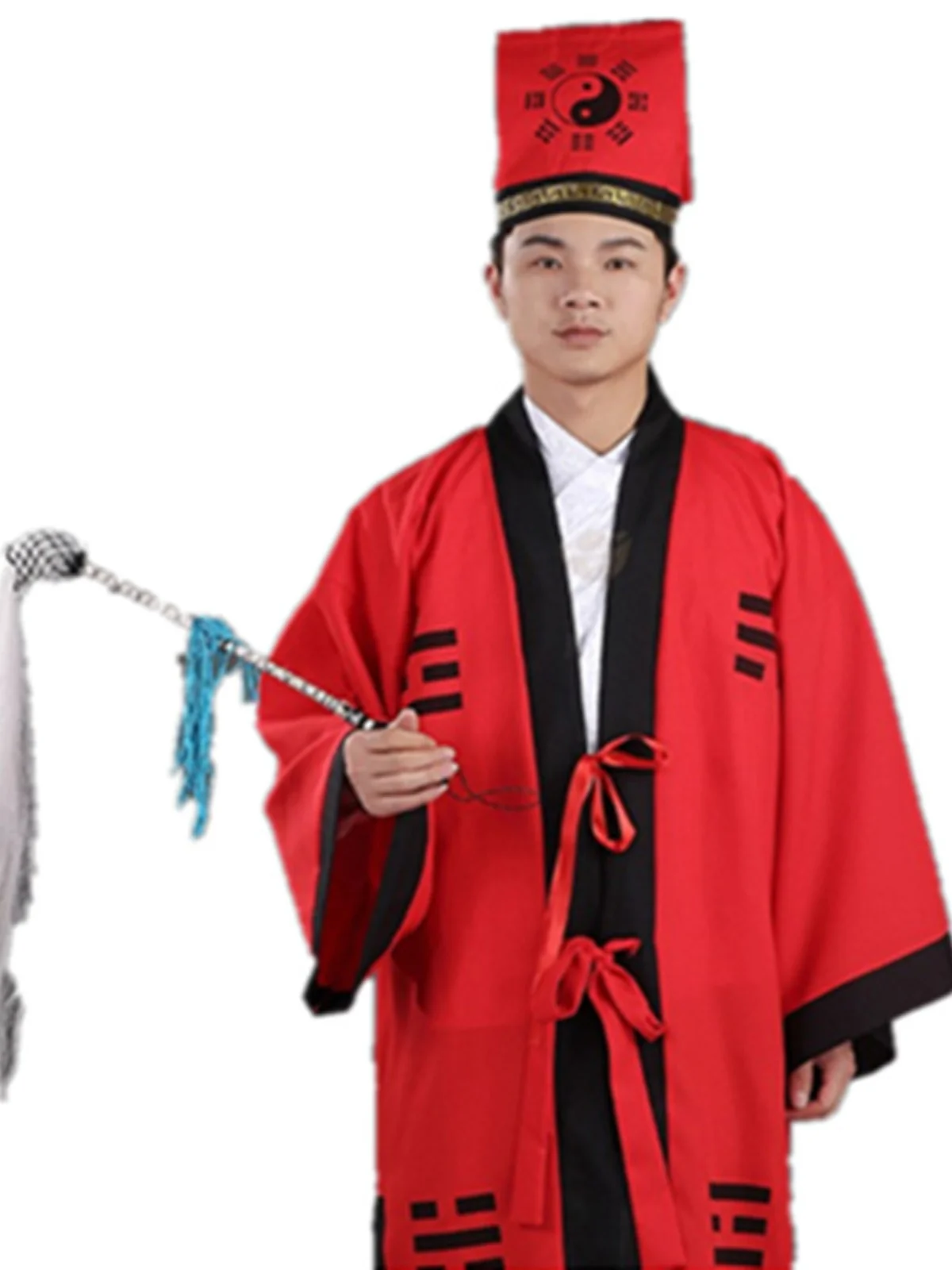 

Martial Arts Taoist Robe Set Long Coat Tai Chi BaGua Jing Lin Zhengng Huang for loween Traditional Chinese Ethnic Clo...