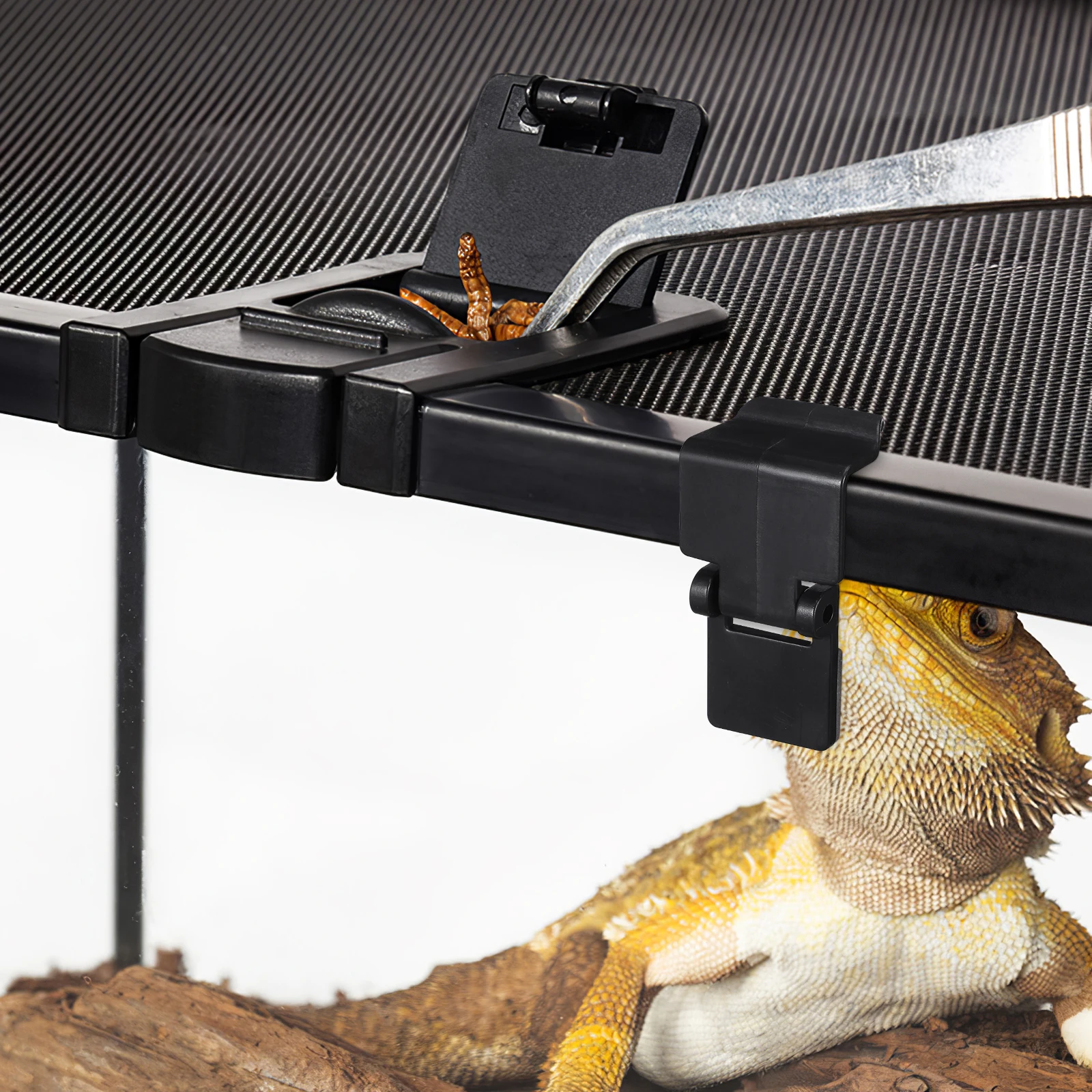 

Anti-escape Lock Terrarium Retile Tank with Locking Lid Reptile Cover Clips Animals