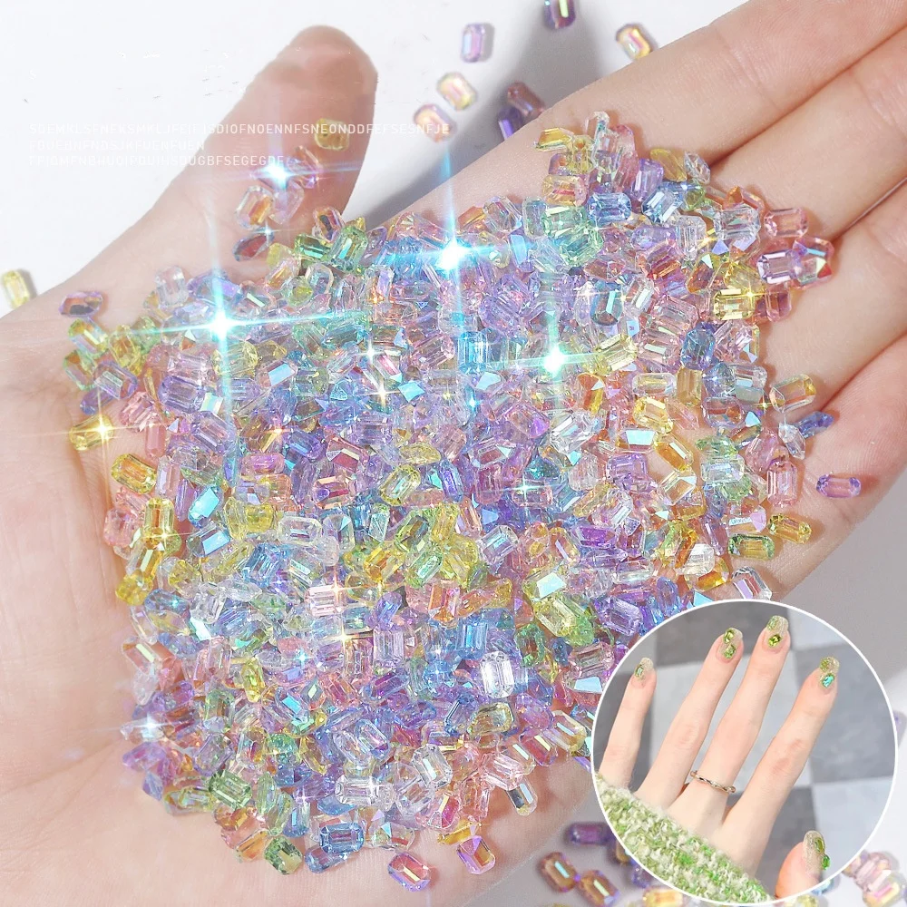 

50pcs 3D Nail Art Charms Aurora Cube Sugar Diamond Luxury Glitter Crystal Rhinestones Candy Design Nails Decorations Accessories