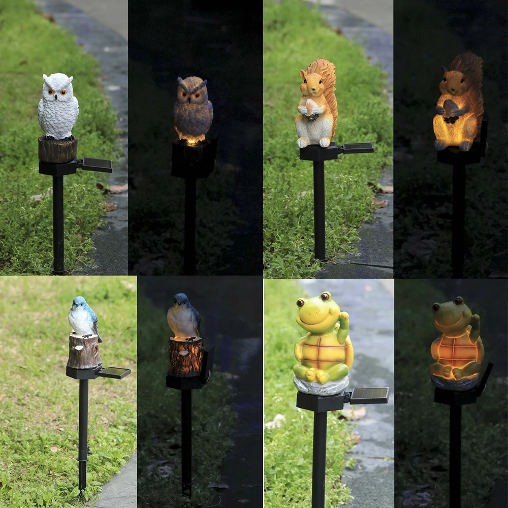 

Garden Solar Lamp with Stake Turtle Owl Squirrel Bird Shaped Outdoor Pathway Light Flower Bed Decoration Waterproof Solar Light