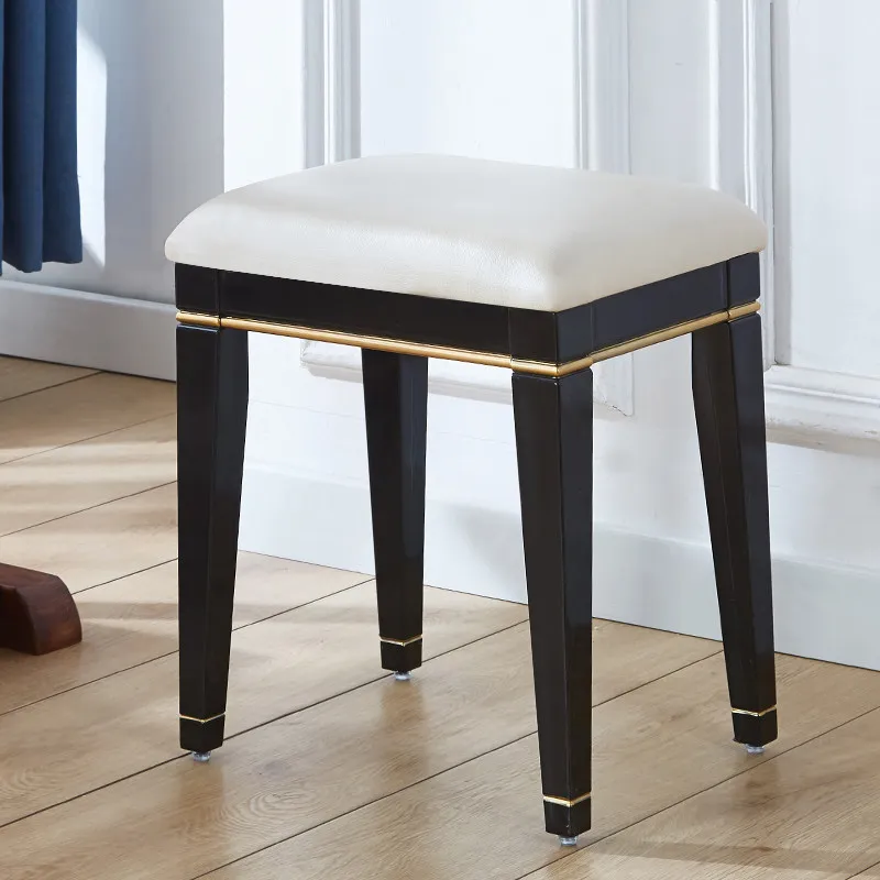 American makeup chair European dresser stool Chinese classical home small square stool Guzheng piano stool single antique view 3