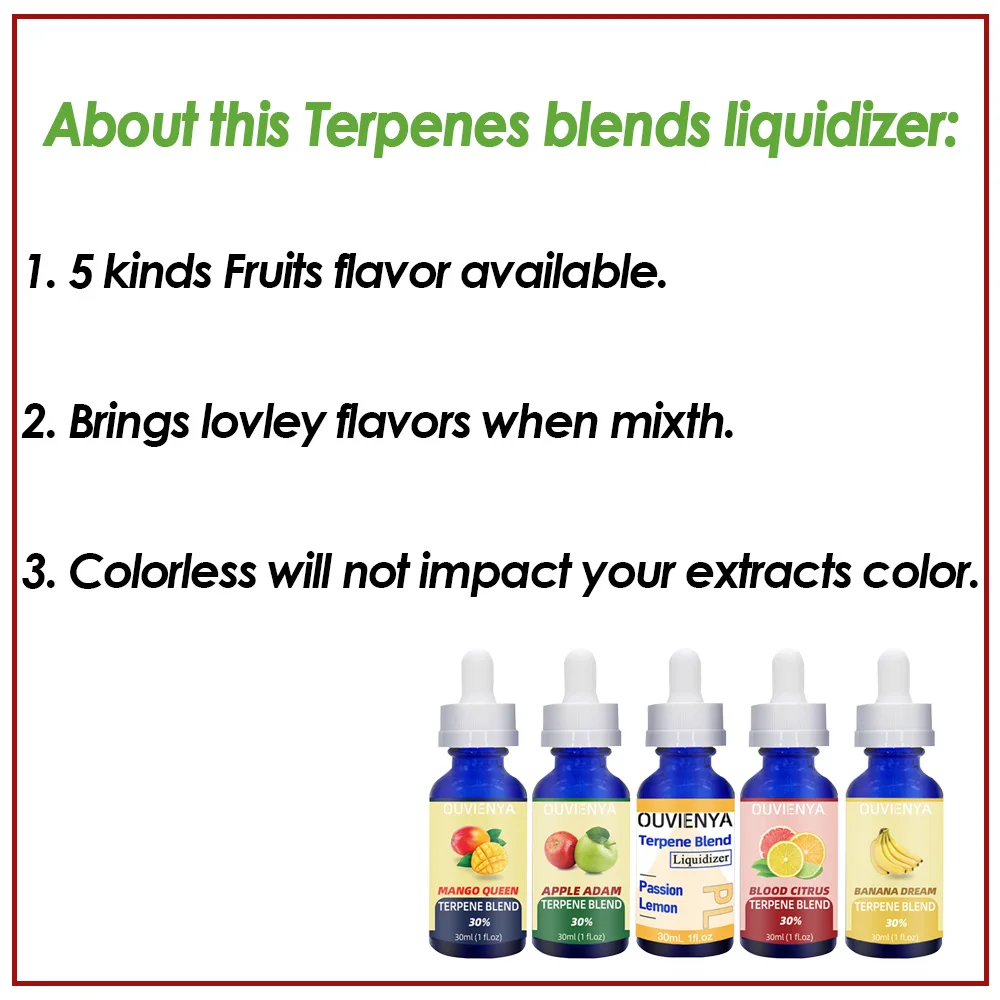 OUVIENYA 1 bottle Terpenes blend liquidizer essential oil with 5 flavors to perfect dilute with different kinds herbal extracts