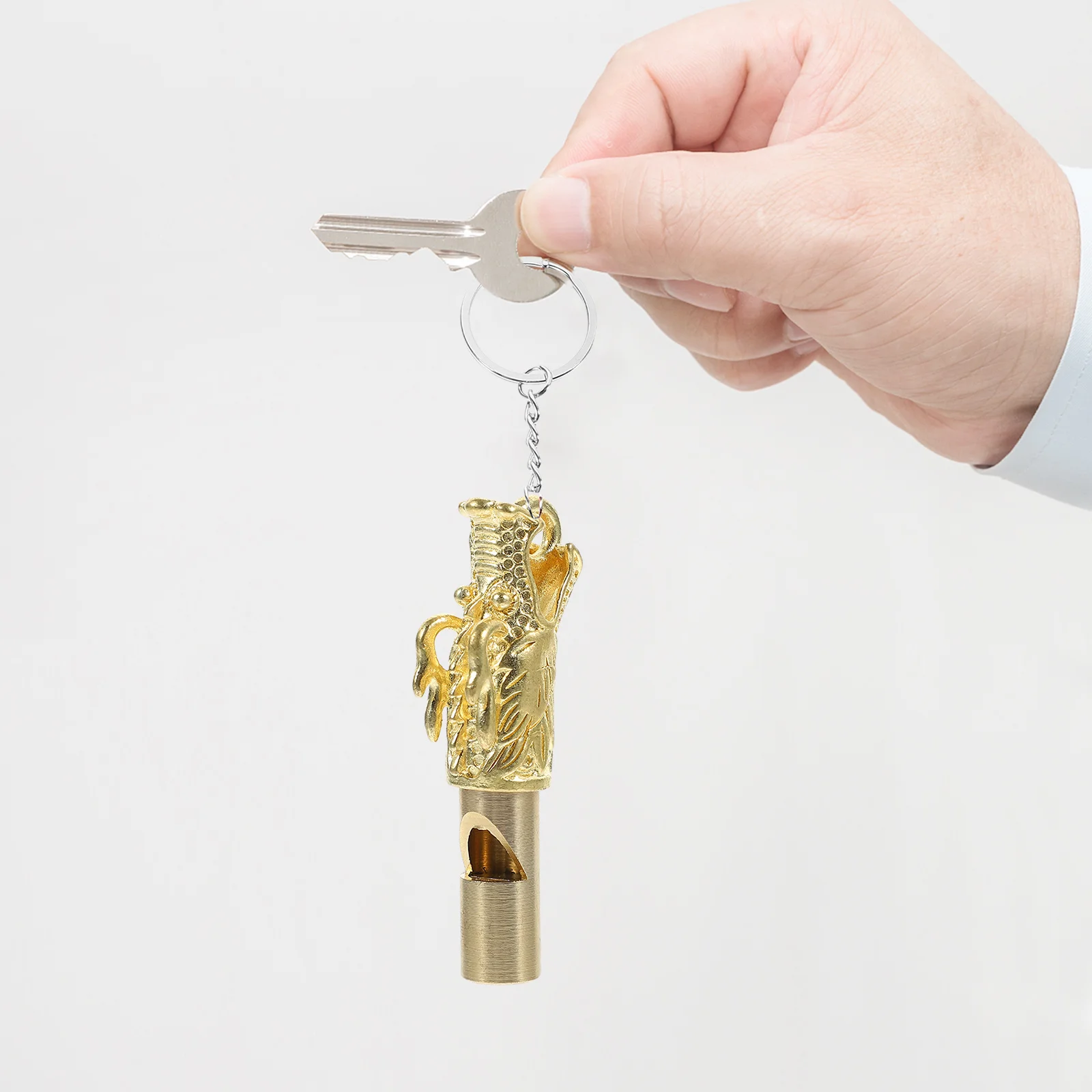 Sifflet en laiton avec tête d'animal, pendentif Portable, sifflet de sécurité de survie d'urgence, Camping en plein air, randonnée, sifflet en métal fort, 4 pièces