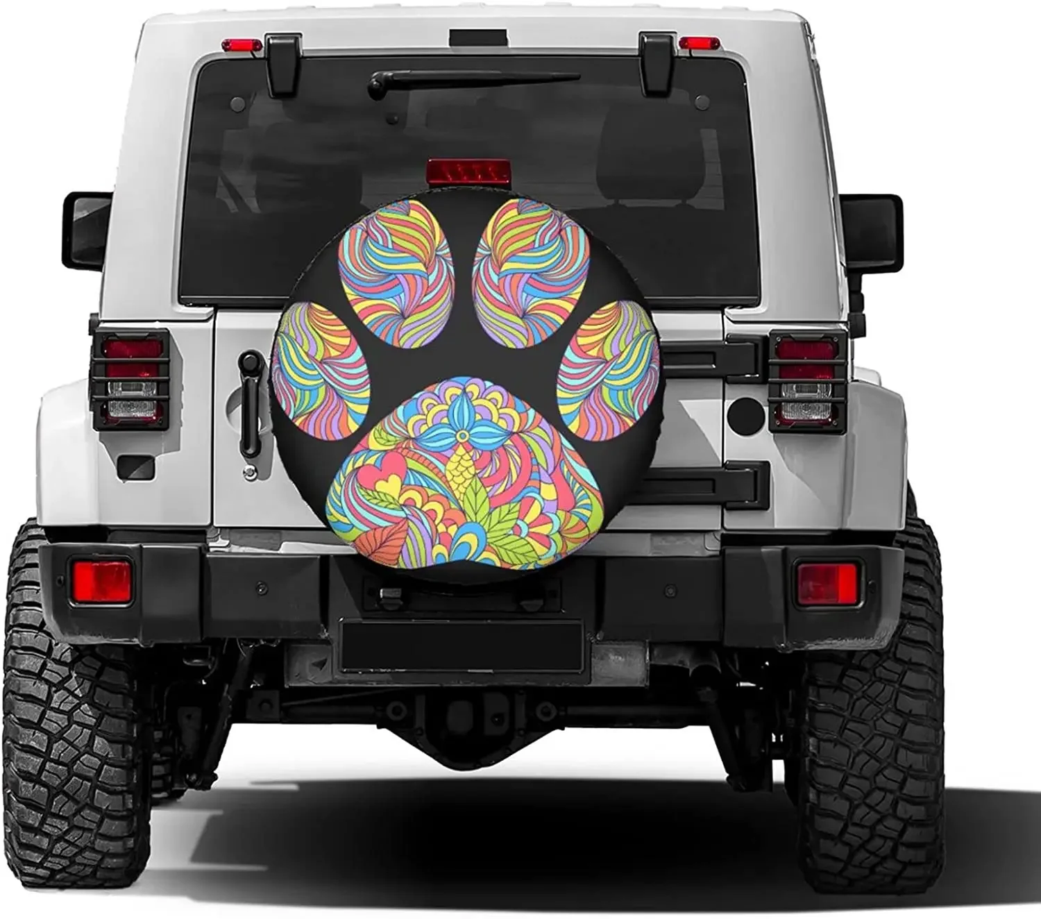 Delerain Dog Paw Print Spare Tire Covers Waterproof Dust-Proof Spare Wheel Cover Universal Fit Suitable for most vehicles