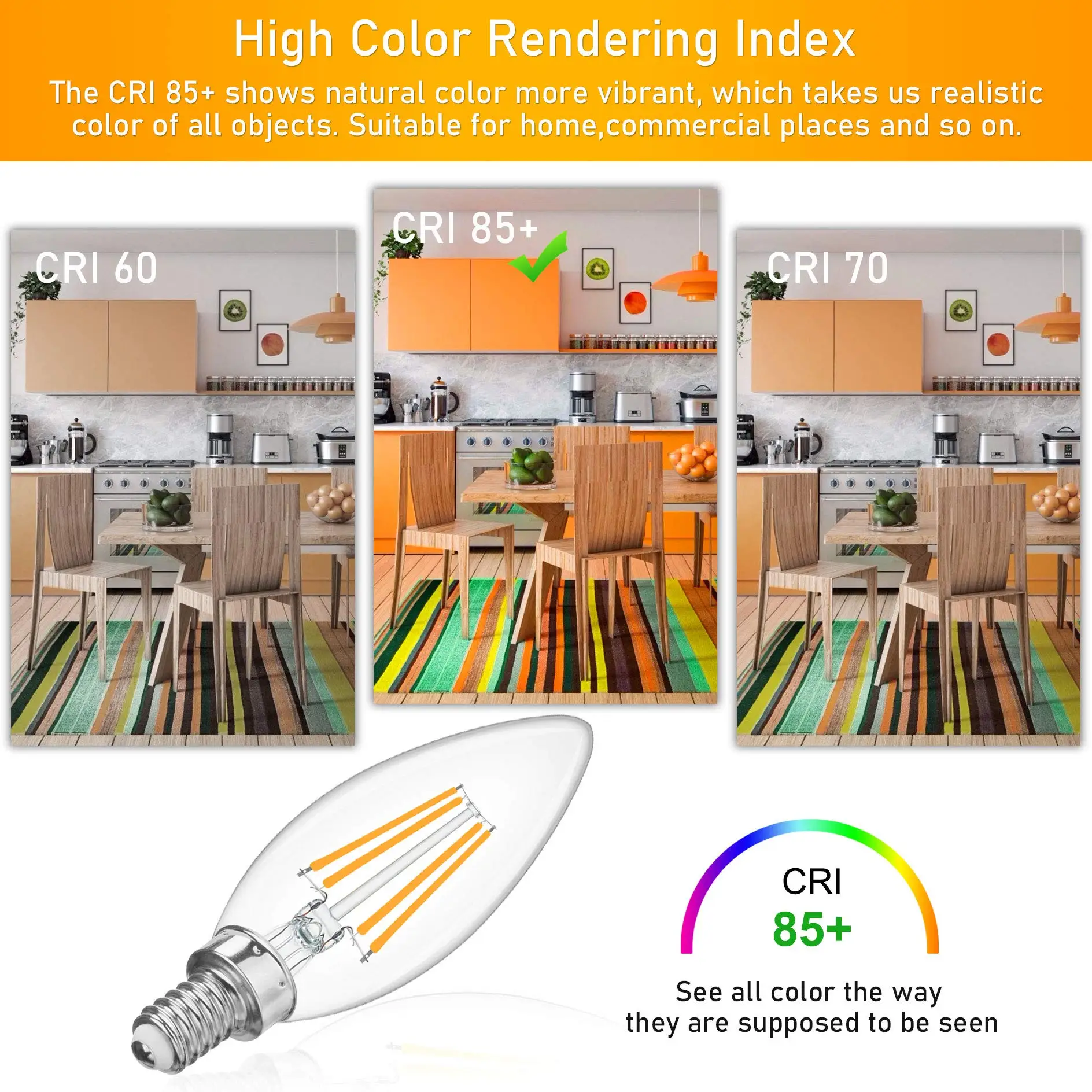 C35 4W E12 E14 Kandelaar Led Gloeilampen 40 Watt Equivalent Dimbaar 2700K Warm Wit Kroonluchter Plafond Ventilator Kaars Gloeilamp