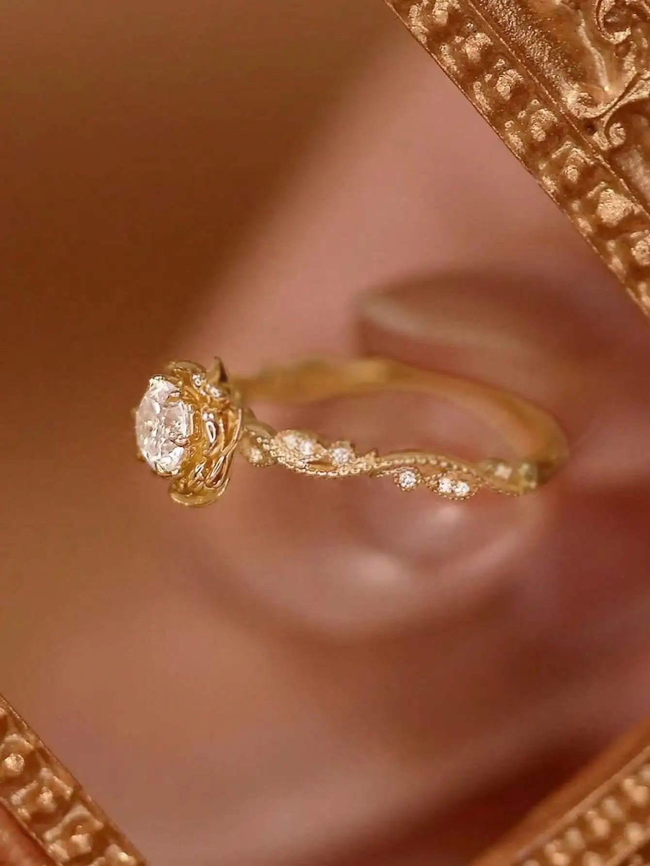 S925 زهرة الورد مطعمة الزركون الزفاف خاتم فضة الأوروبية والأمريكية ضوء فاخر رائعة موضة أنيقة رومانسية الذكرى الزفاف العروس مجوهرات الراقية للأم والزوجة المرأة الراقية مجوهرات #5