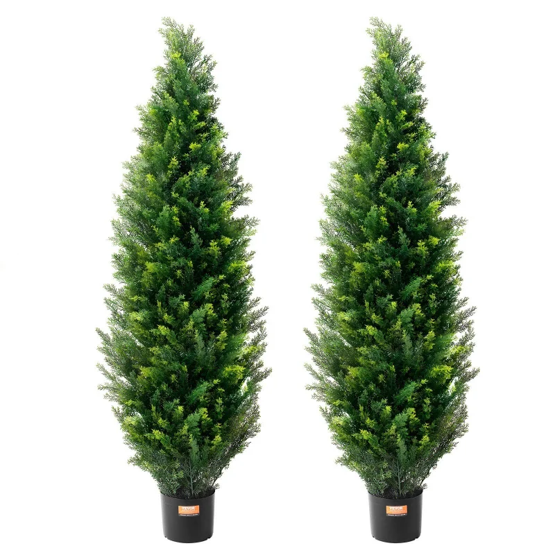 

2 Pack 5' UV Resistant Artificial Cedar Topiary Tree Indoor/Outdoor Faux Plant Decor living room Shipping from the USA