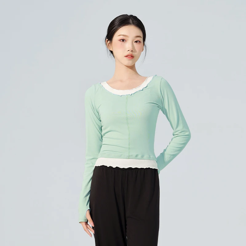 Women's Long Sleeve Dance Top, Chinese Classical Ballet Practice Wear, Elegant Performance Gymnastic Clothing for Women