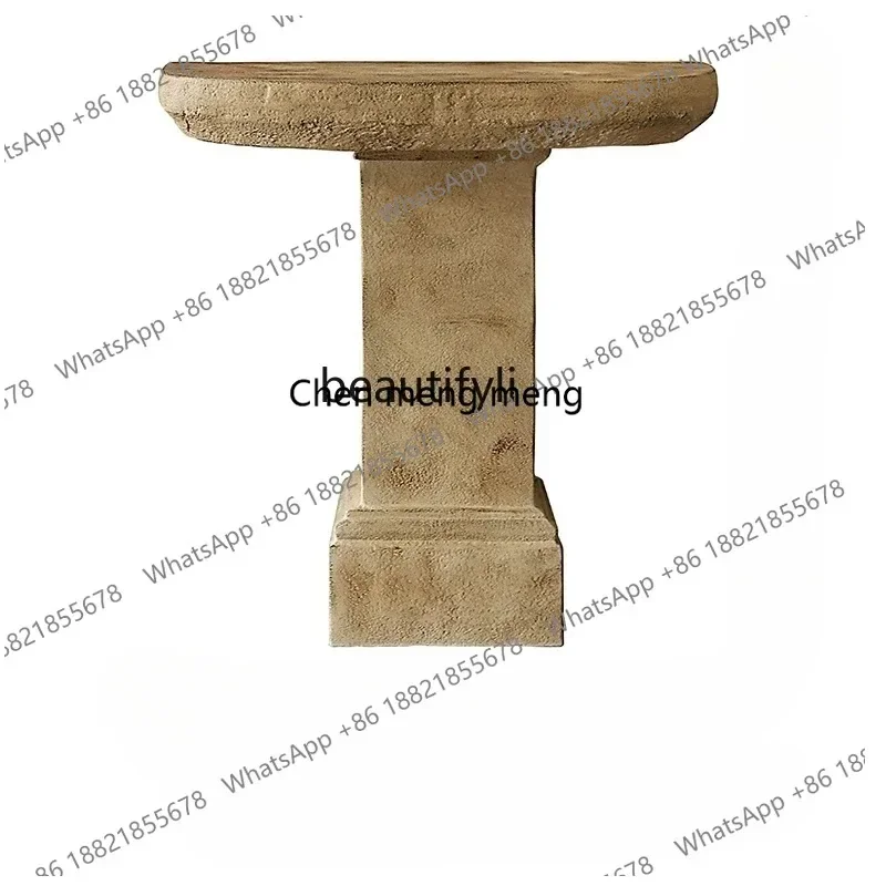 03 Wabi-sandy wind retro narrow entrance platform  decoration desk living room semicircle designer entrance aisle