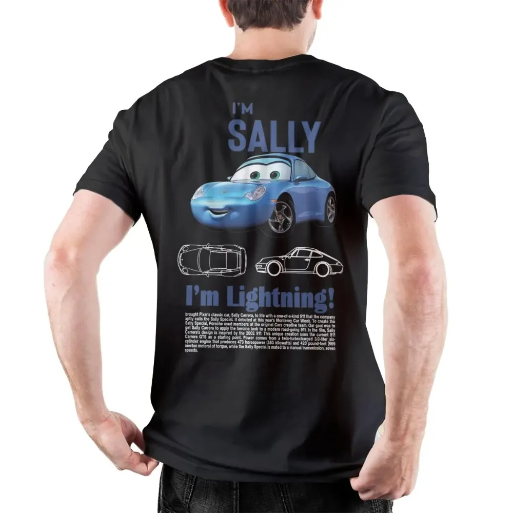 Men Sally I\'m Lightning Cars T Shirts Mcqueen Cotton Clothing Creative Short Sleeve Round Collar Tee Shirt Oversize Men Clothing