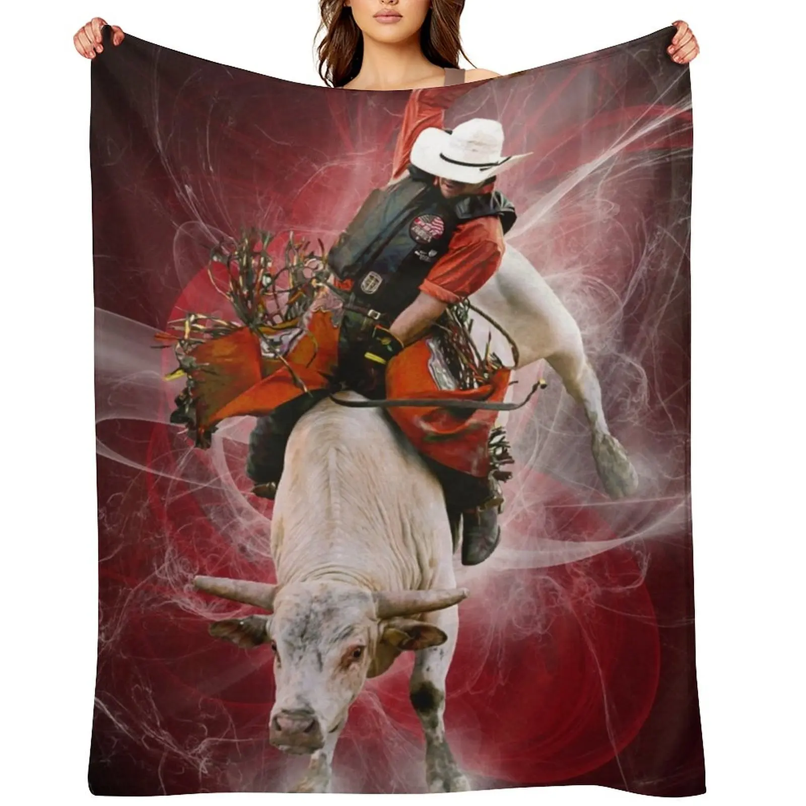 

Bull Rider in Red Throw Blanket Luxury Brand manga Kid'S Decorative Sofas Blankets