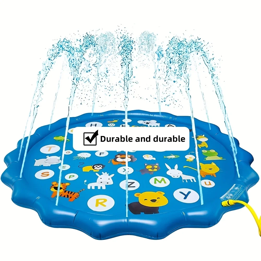 66.93 Polegada gigante luxo respingo almofada 3-em-1 crianças sprinkler piscina dos desenhos animados A-Z alfabeto padrão ao ar livre quintal gramado água jogar brinquedo