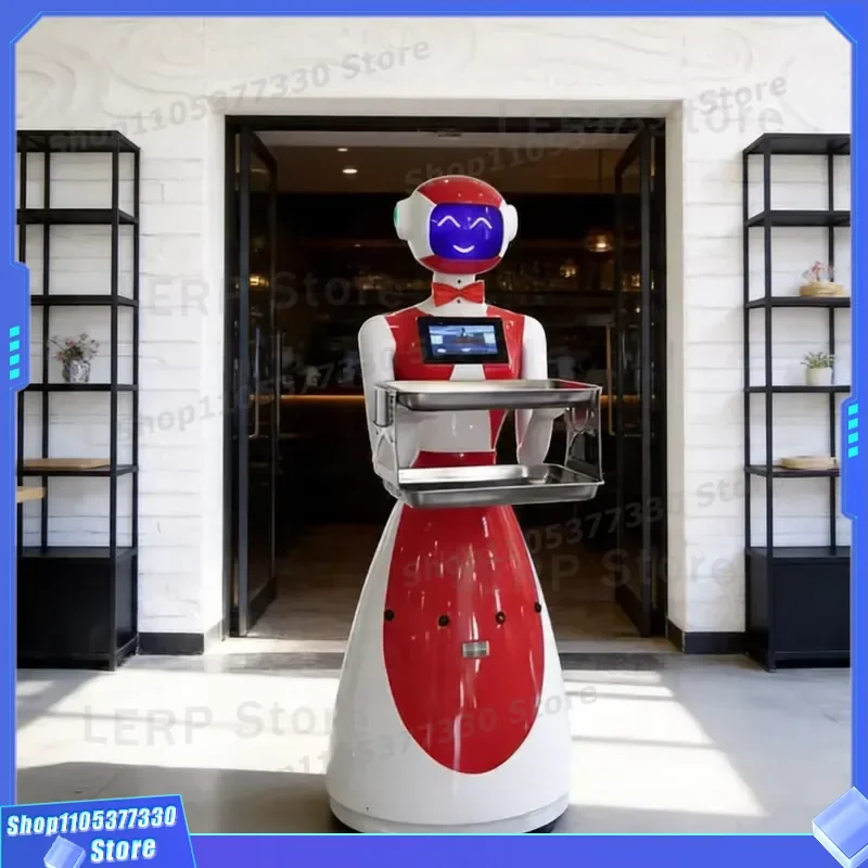 Smart AI Food Delivery Robot Voice Control Interactive Service Bot for Pizza Shop Restaurant Advertising and Automated