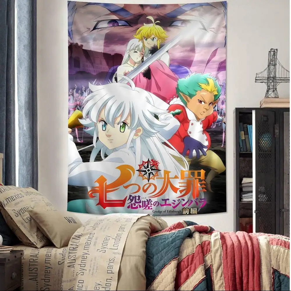 الخطايا السبع المميتة المعلقة نسيج البوهيمي اليابانية قماش مزخرف جداري أنيمي Kawaii ديكور الغرفة #4