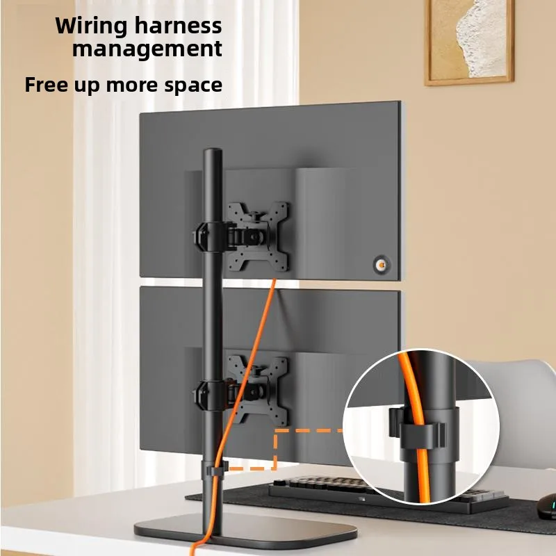 Dual Screen Monitor Stand No-drill Free Assembly Dual Quad Screen Support Stable Tilt Lift Space Saving Rack