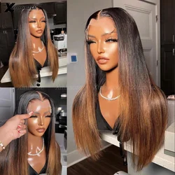 Brown Colored Brazilian Straight 13x4 Transparent Lace Frontal Wig Human Hair Ombre TB/30 5x5 Silk Top Wigs Virgin Guleless Hair
