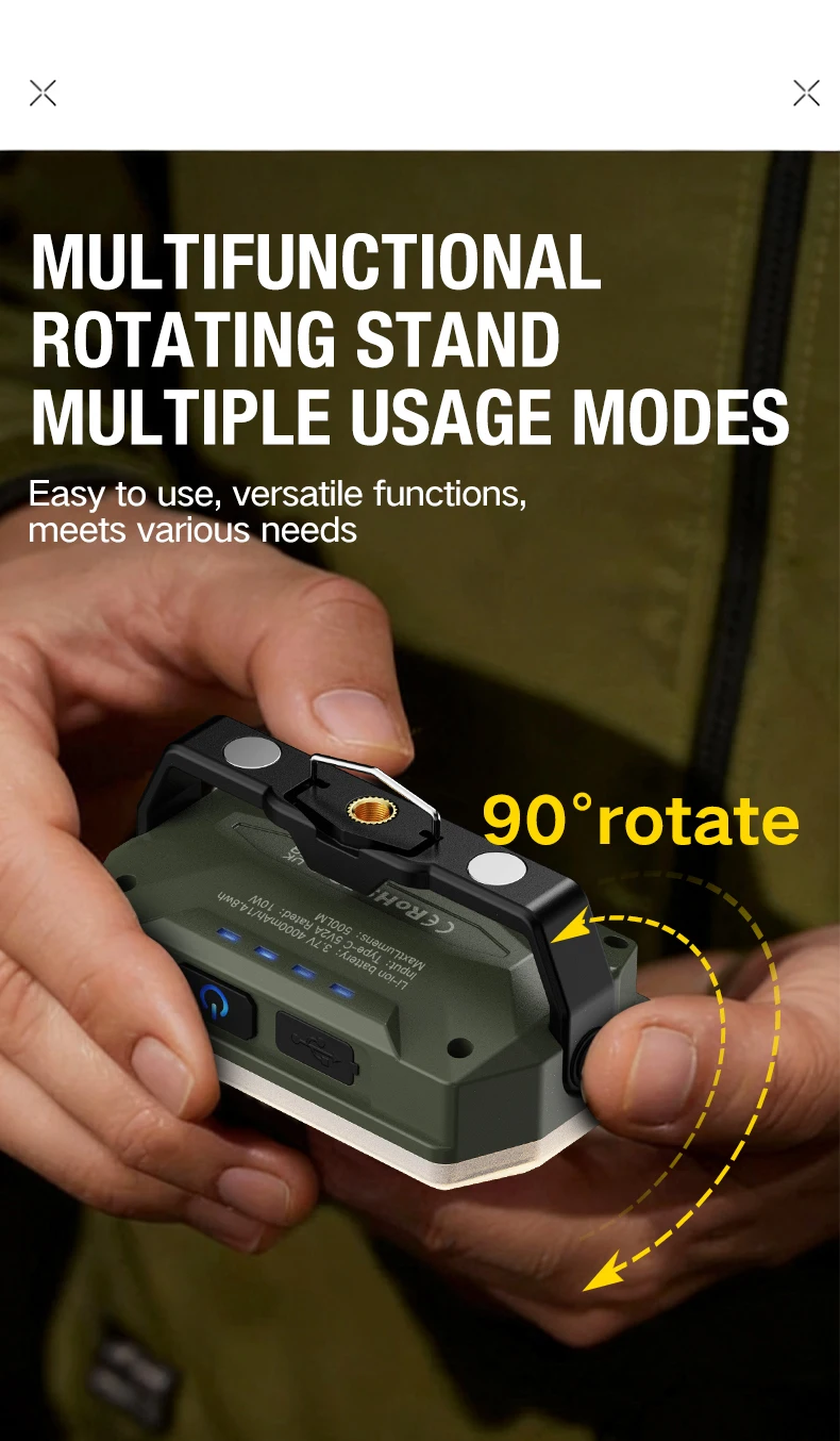 Tragbare Outdoor-Campinglaterne, superlange 4000-mAh-Batterie, wiederaufladbares Notlicht, starker Magnet, Arbeitslicht für Reparaturen – Detail 5