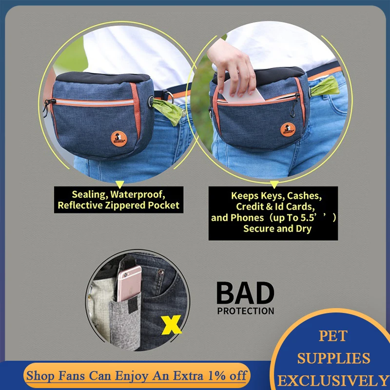 Portable Dog Training Waist Bag Hands Free Snack Reward Bag Large Capacity Outdoor Puppy Treat Pouch Fanny Pack Pets Acessorios