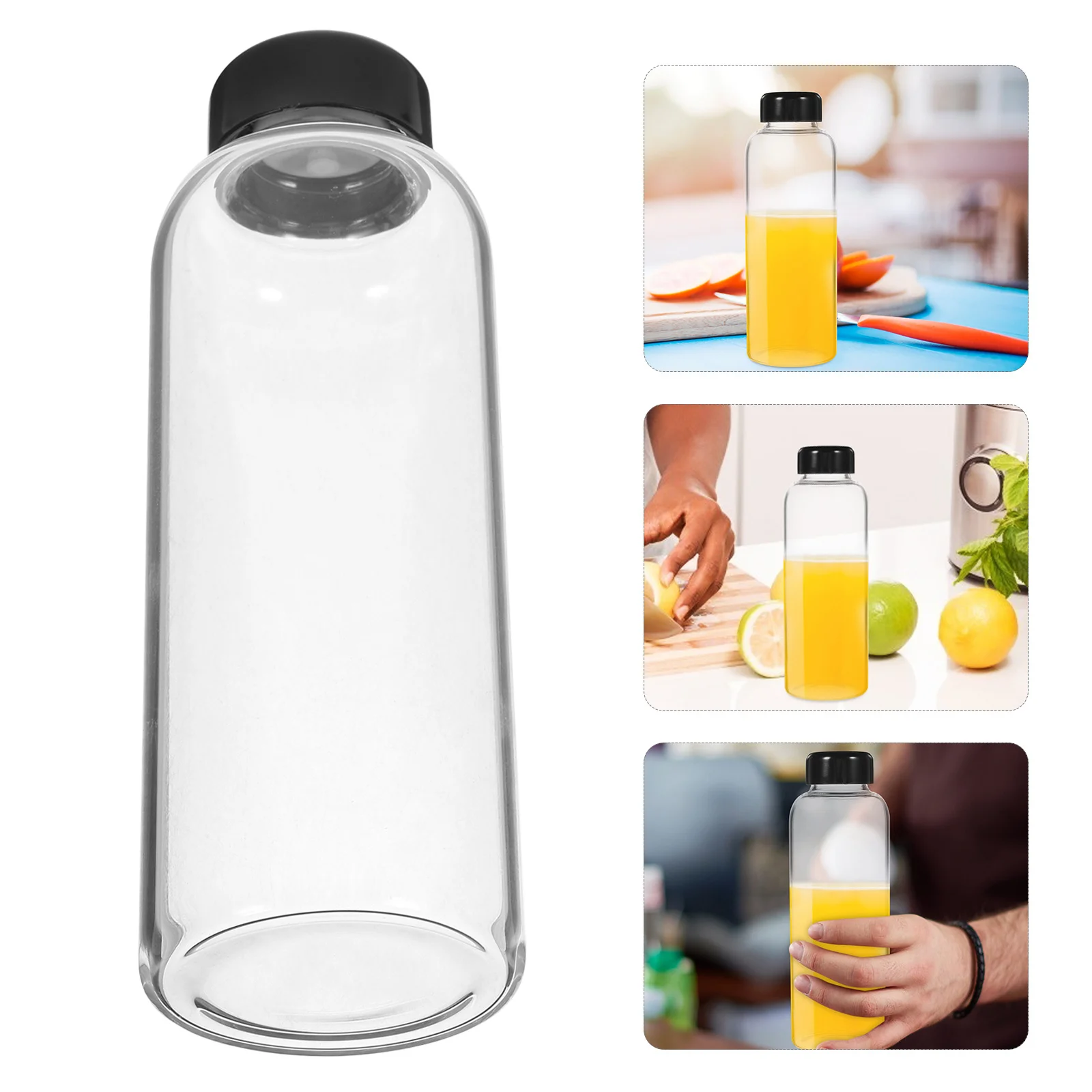 

Sport Water Bottle Clear Fashionable Glass with Lid Drinking Sports Leak Proof Container