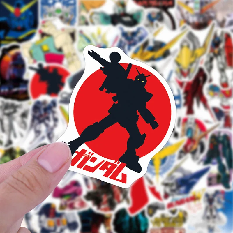 Bandai 50PCS Mobile Suit Gundam DIY Stickers Phone Trunk Refrigerator Waterproof Anime Stickers Anime Figure Image Toys Sticker