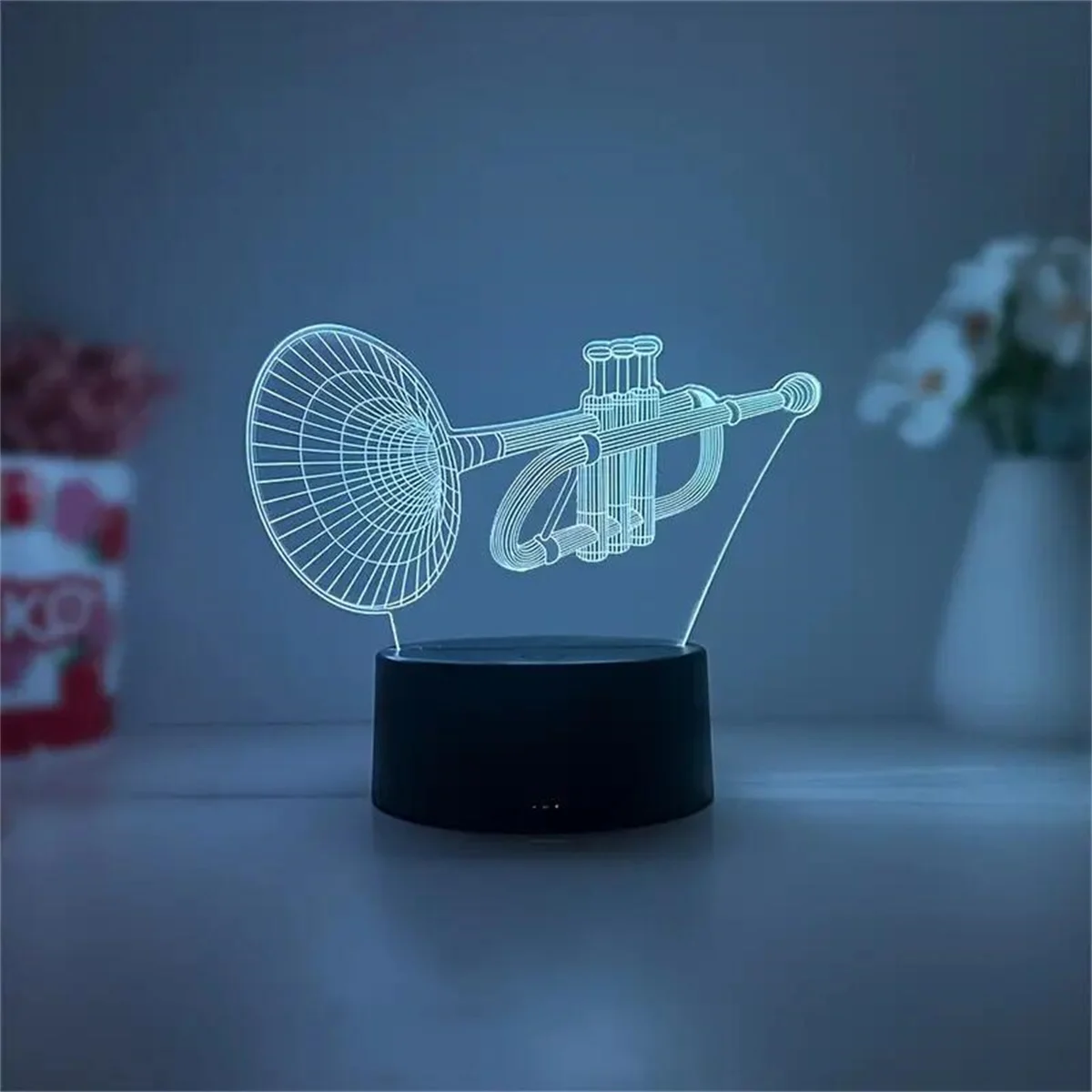 1pc  Musical Instruments  3D Night Light, 3D Optical Illusion Lamp With Touch, 7-Color Changing Ambient Light For Bedroom