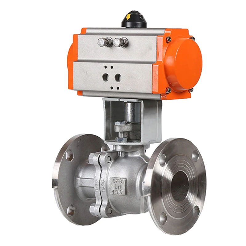 DN100 304 Stainless Steel Flanged Pneumatic Ball Valve Single Acting Cylinder High Temperature Steam Flange Ball Valves