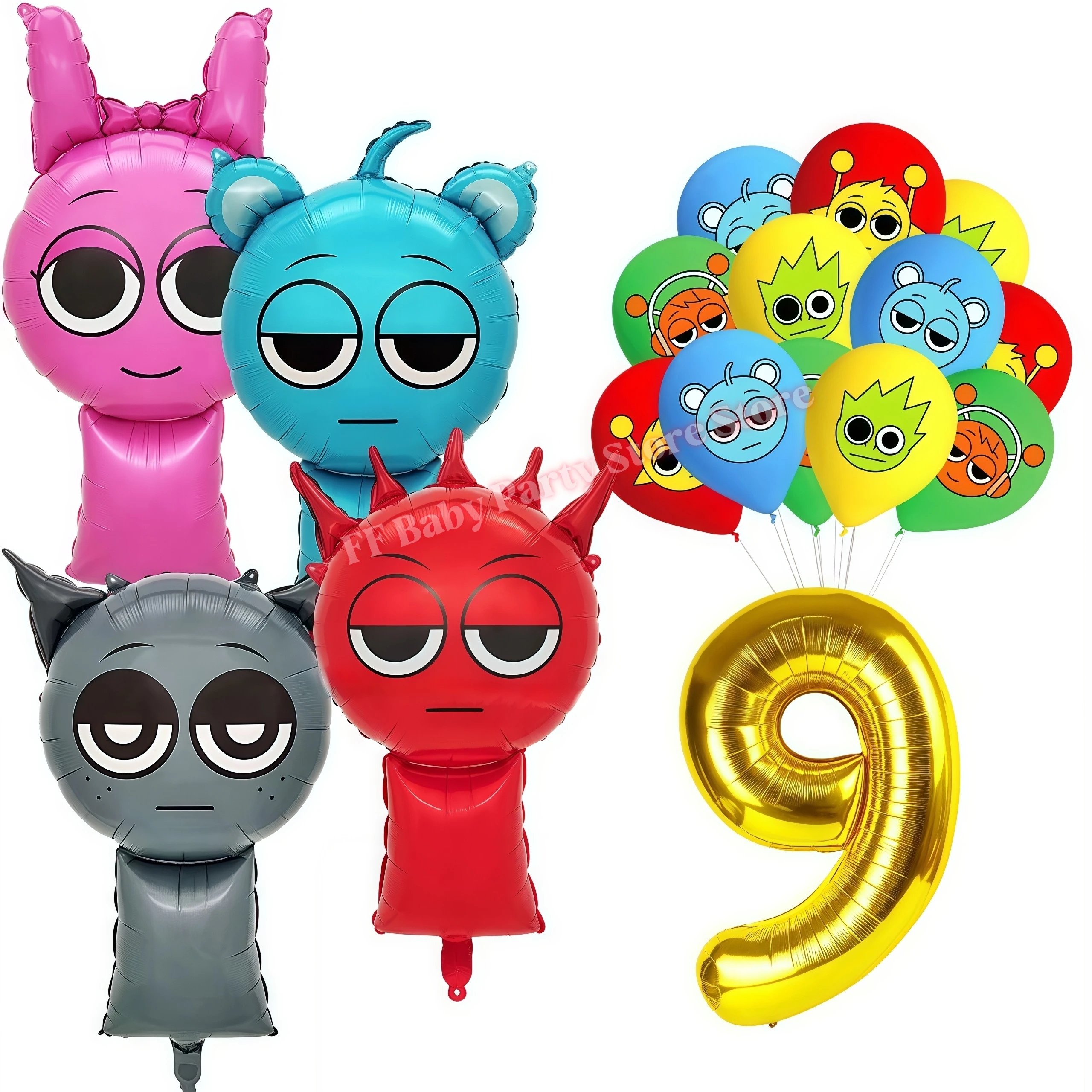 Sprunkis Geburtstagsparty-Dekorationsset Ballons Teller Becher Servietten für Jungen Mädchen Party-Geschenke Babyparty Kinder-Event-Zubehör – Detail 39