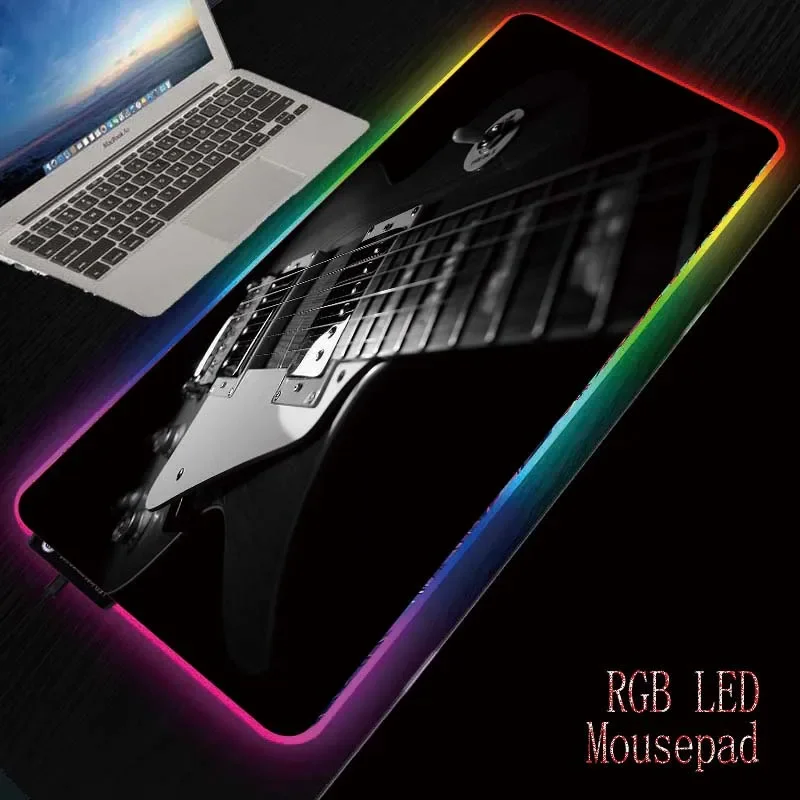 

MRGBESTRGB Guitar Music Large Gaming RGB USB LED Glowing Gamer Keyboard Mousepad Mice Mat 7 Lighting Modes for Computer Laptop