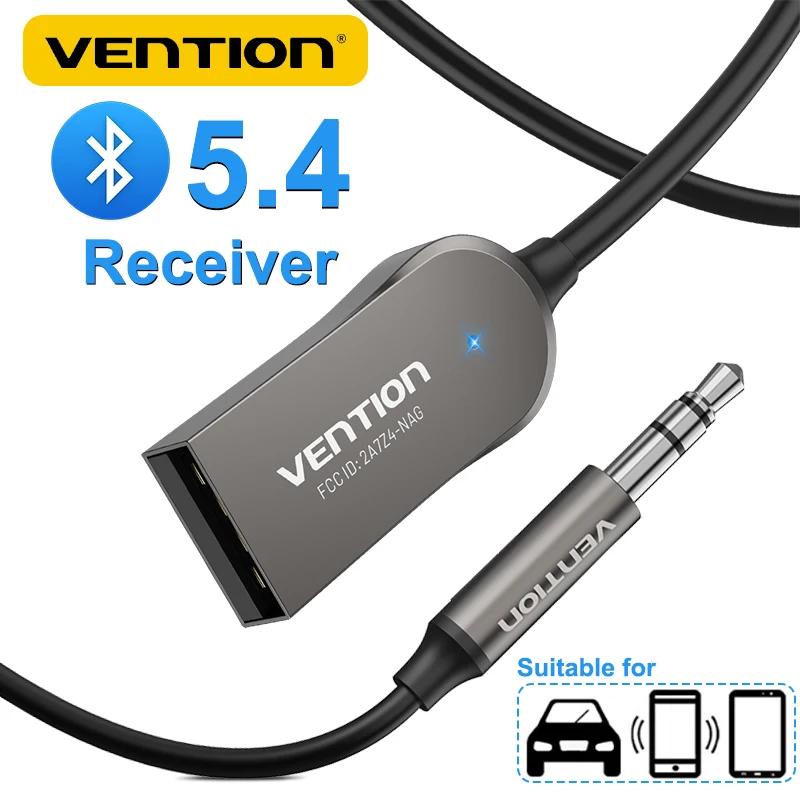 

Vention Bluetooth 5.4 Wireless Receiver Adapter For Car BT Transmitter Handfree UBB To 3.5mm Jack Audio Music Aux Cable Speaker