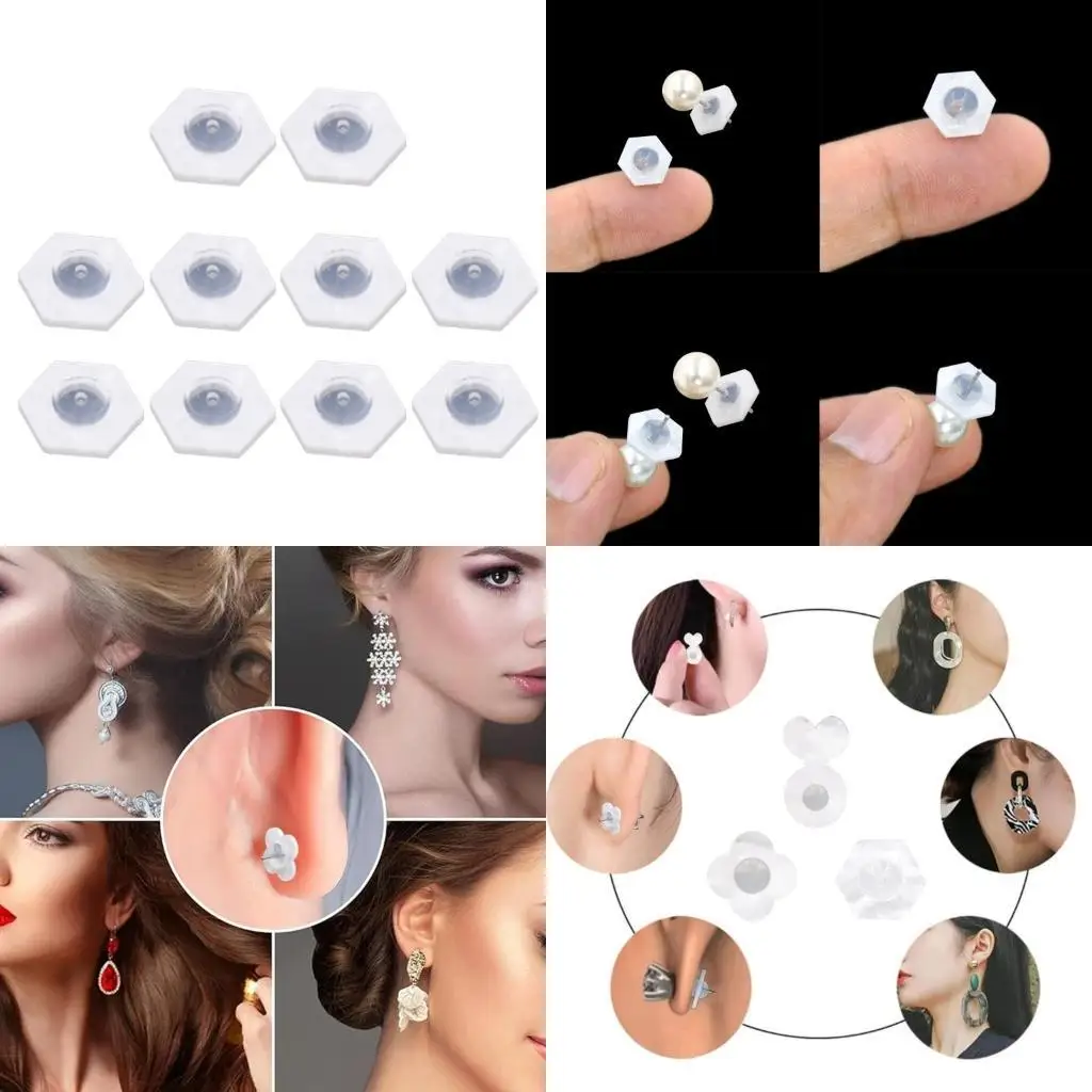 

A52E Transparent Ear Stabilizers for Earrings Acrylic Earplug Transparent Silicone Earring Lifters for Earring Backs Ear