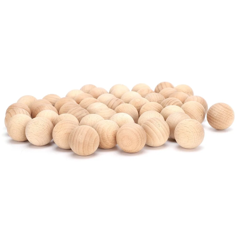 

50PCS Beech Wooden Round Balls Smooth Surface Easy to Paint DIY Wooden Balls Durable Craft Wooden Balls Jewelry Making