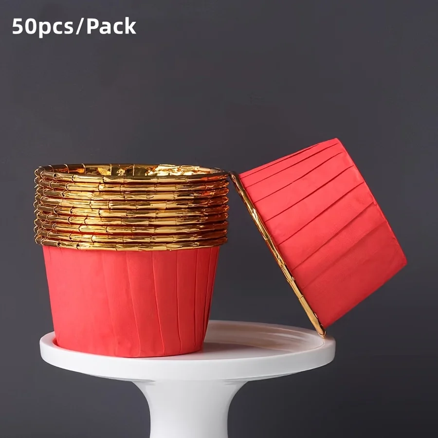 50er-Pack runde Backformen für Cupcakes und Muffins, 9 Farben, hitzebeständige Einweg-Backförmchen aus Aluminiumfolie, geeignet