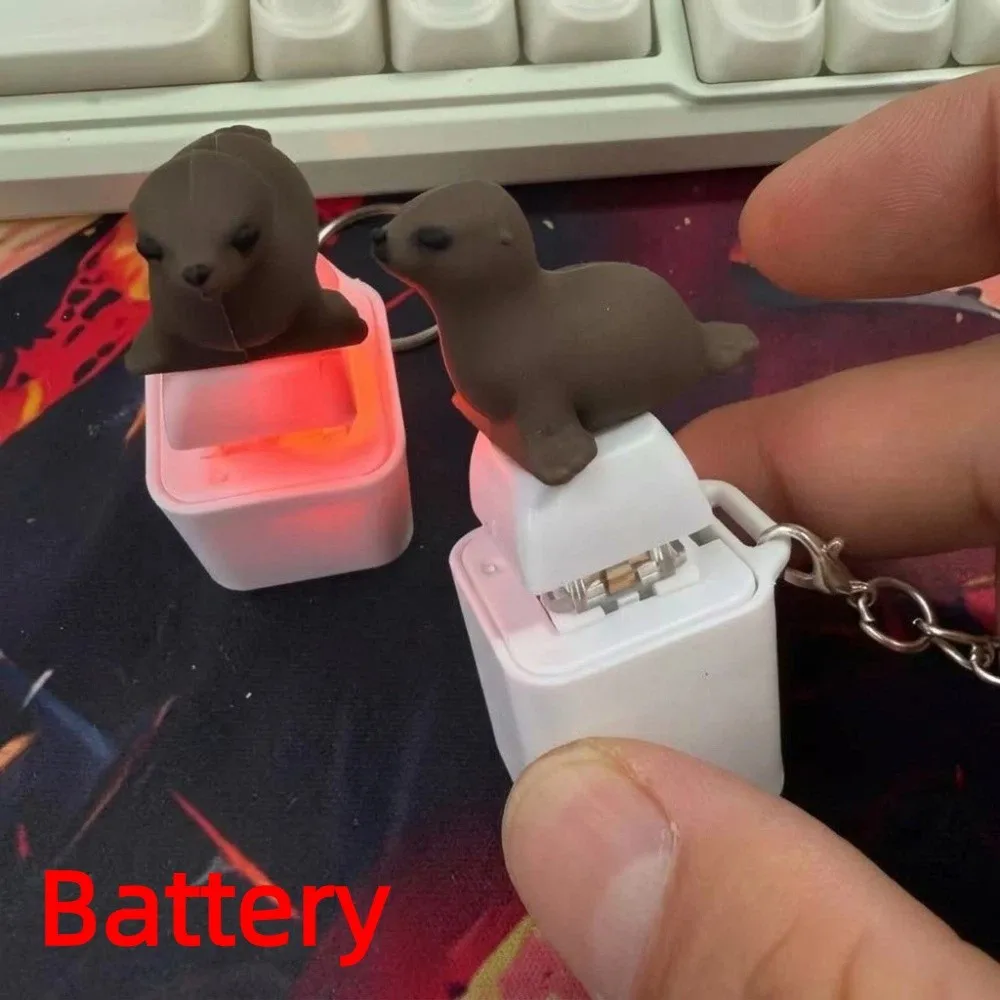 LED Light Animal Glowing Sound Keychain Novelty Cartoon Animal 3D Mechanical Button Click Clicky Sounding Tactile Switch