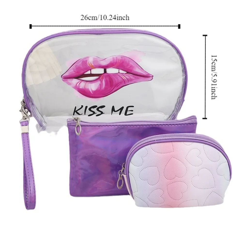 3Pcs New PVC Makeup Bag Large Capacity Transparent Toiletry Storage Bag Cosmetic Bag