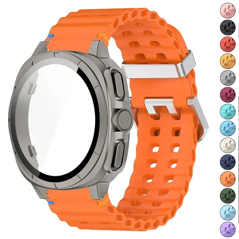 

Silicone Band+Case For Samsung Galaxy Watch 7 44mm 40mm Band Change to Ultra 2025 47mm PC Protector Shell Case Soft Sports Repla