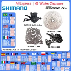 WinterMANO-Groupe VTT DEORE 11 vitesses, manette de vitesse VTT, dérailleur arrière, cassette JOBicycle, pièce 11V, 42T, 51T, M5100, M5120