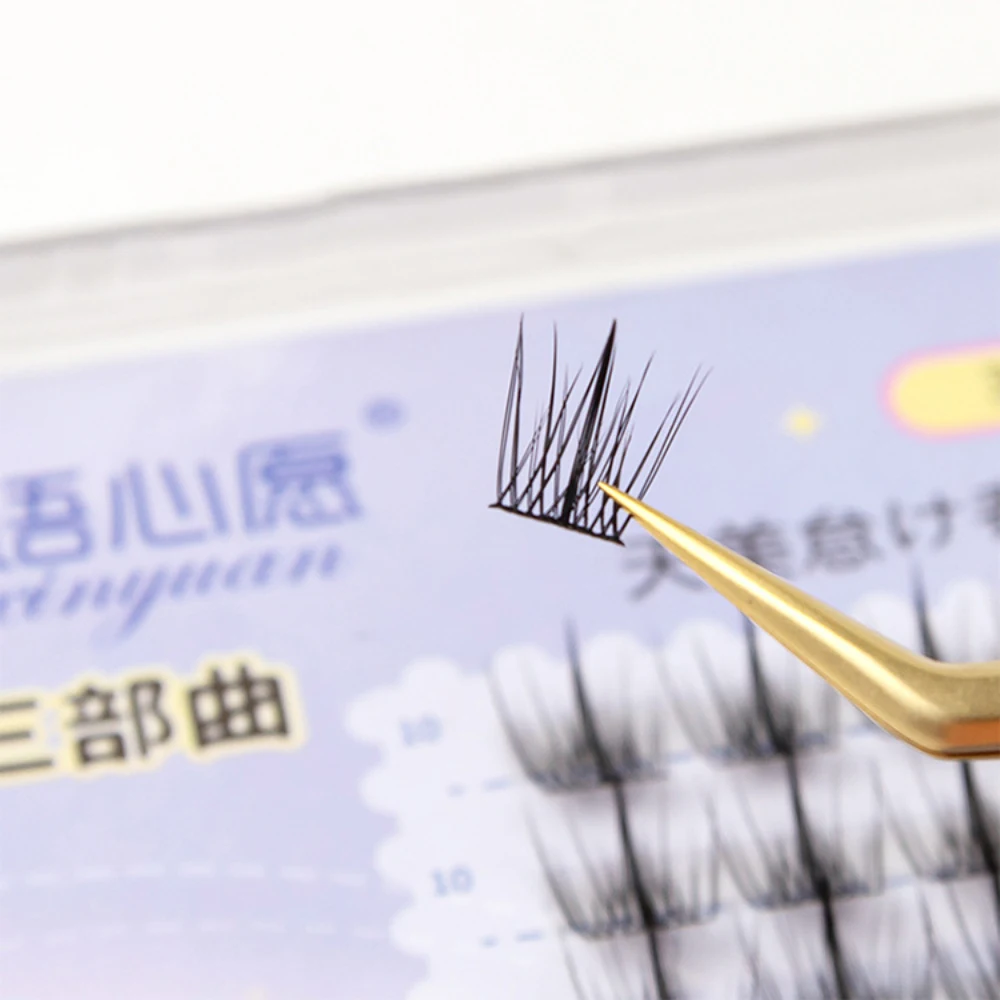 8 rzędów ultracienkich, długich rzęs w kępkach, naturalne, gęste, w stylu japońskiej grupy dziewczyn, do samodzielnego nakładania, narzędzie do makijażu.