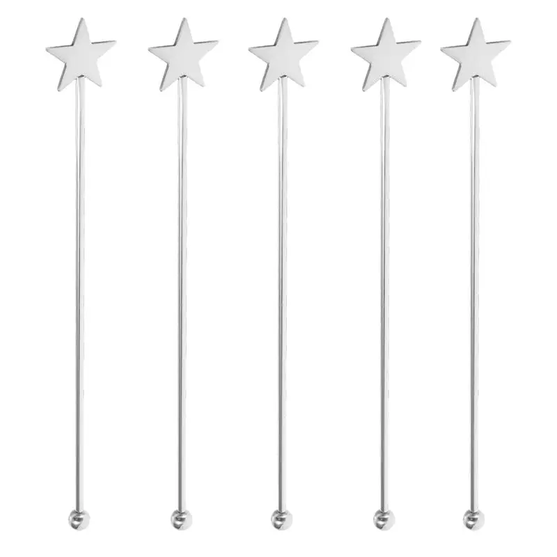 

5pcs Bar cocktail stick coffee stirring stick Stainless Steel Stir Bar Spoon Mixing Ounces Cocktail Spoon Spiral Pattern