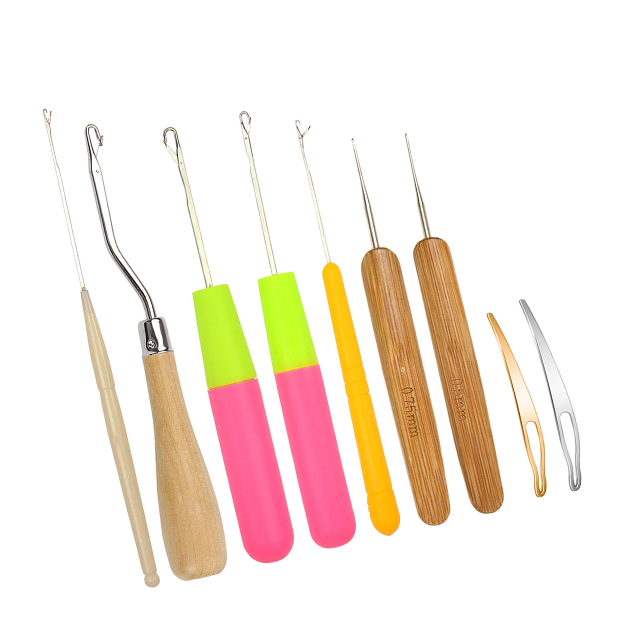 9 Pcs Bent Latch Hook Set Crochet Needle Dreadlocks Tool Knitting Crochet Hooks Hair Extensions Tool for Braid