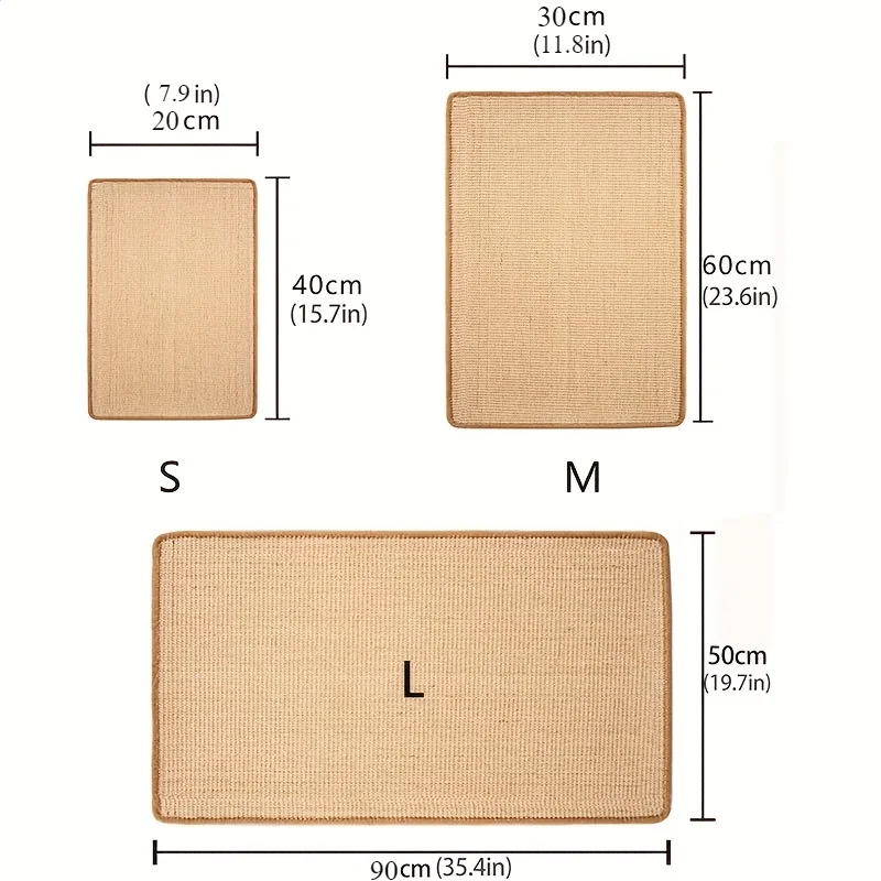 Sisal 고양이 긁힘 패드 매트, 벽걸이, 내마모성, 긁힘 방지, 소파 보호, 수직 발톱 연삭, 1 개