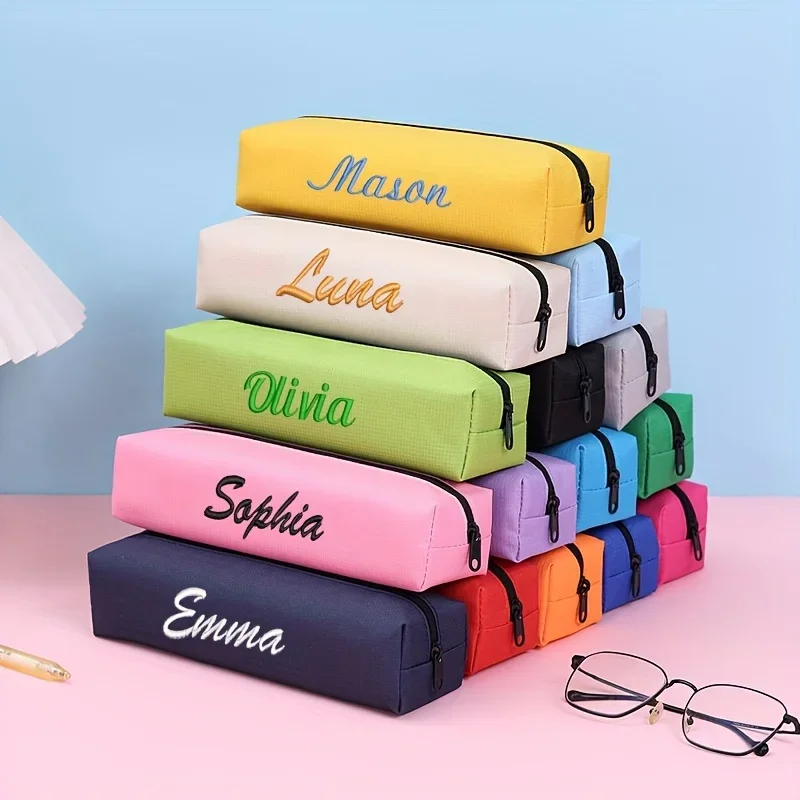 Individuell gesticktes Namens-Federmäppchen – einfache, langlebige, praktische Schreibwarentasche für Schüler, perfekte Geschenke für Schule und Geburtstag