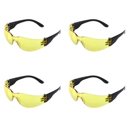 4X Yellow Clear Lens Indoor Outdoor Sports Safety Glasses Protective Eyewear