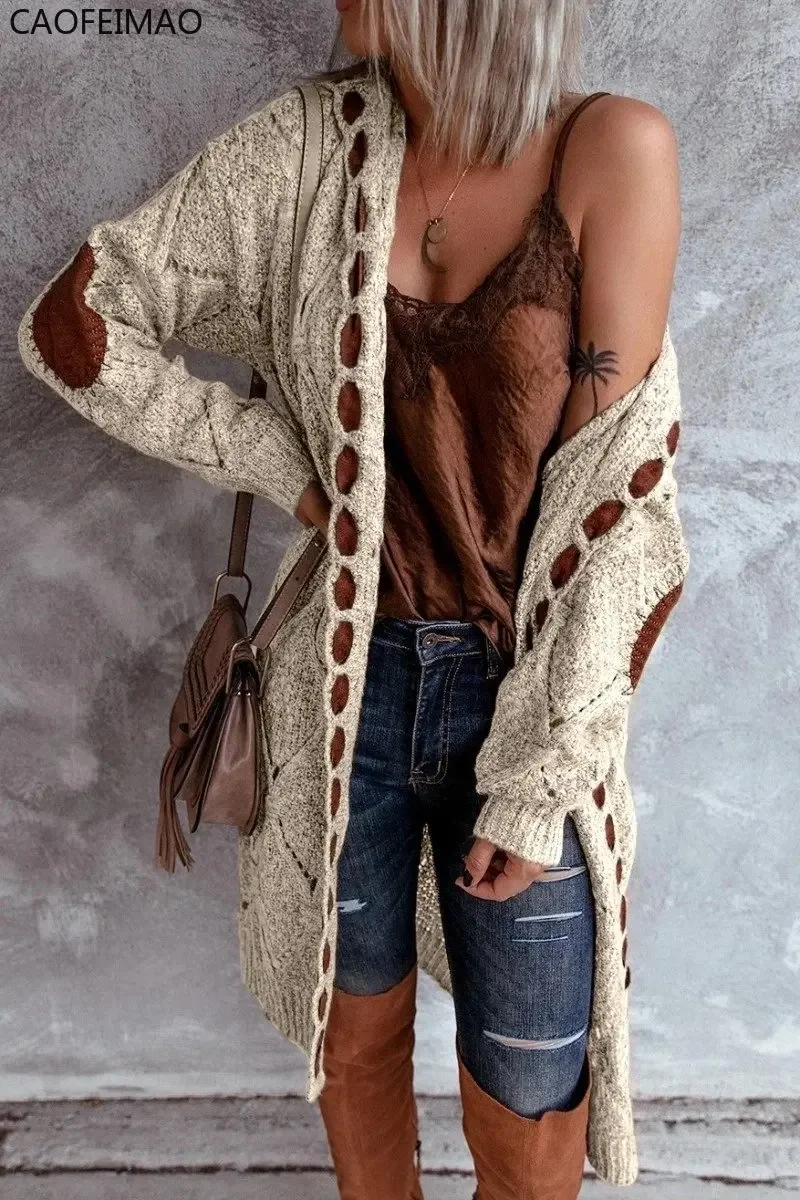 Woman Sweater Vintage Cardigan Elegant Autumn Winter Long Sleeve Hooded Coat Knitted Fashion Girl Streetwear Lady Casual Clothes